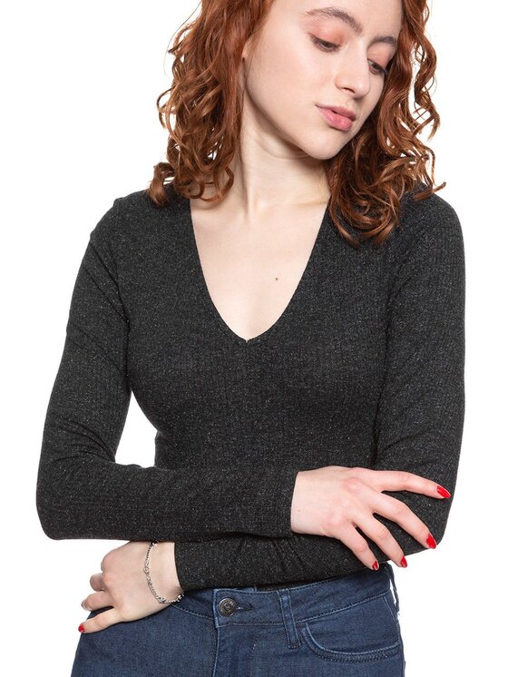 Lee Lee Sweter V-NECK BODY Szary Slim Fit