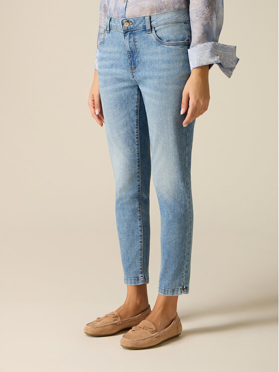 Oltre Oltre Jeansy P447R009007N004 Turkusowy Skin Fit
