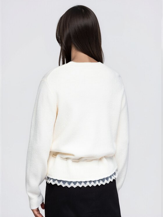 Ombre Ombre Sweter OW-SW-E0070 Beżowy jasny Relaxed Fit