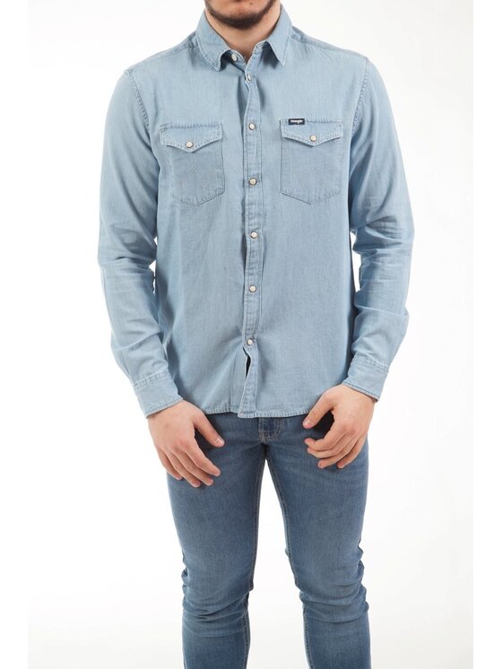 Wrangler Wrangler Koszula LS DENIM SHIRT Niebieski Regular Fit