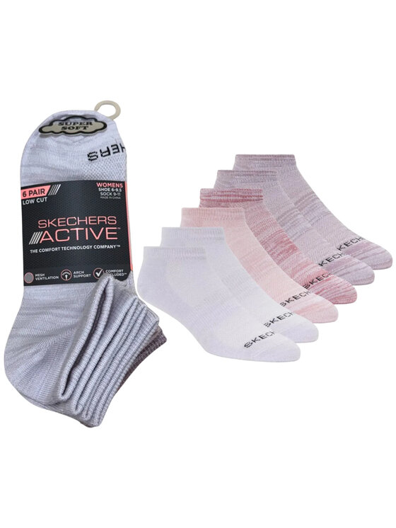 Skechers Skechers Skarpety krótkie 6pk Womens Non Terry Low Cut Socks Różowy