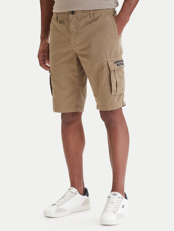 Aeronautica Militare Aeronautica Militare Šortky z materiálu 261BE0066UCT01122 Béžová Regular Fit