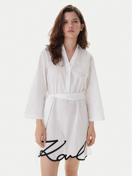 KARL LAGERFELD KARL LAGERFELD Strandkleid A2W46075 Weiß Regular Fit