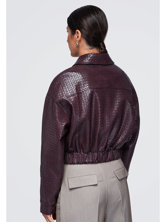 Ombre Ombre Kurtka przejściowa OW-JAFL-0148 Bordowy Relaxed Fit