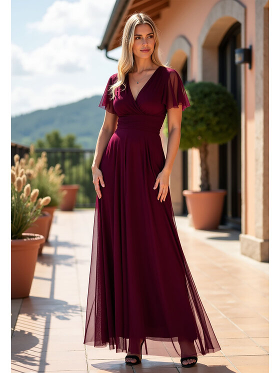FIGL FIGL Sukienka wieczorowa M1103 Bordowy Straight Fit