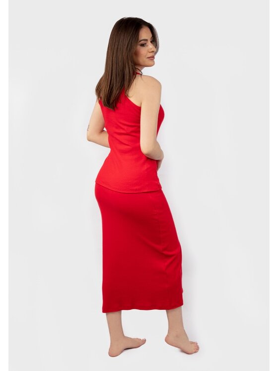 DKaren Sport DKaren Sport Komplet bluzka i spódnica DK-K-P1 Czerwony Slim Fit