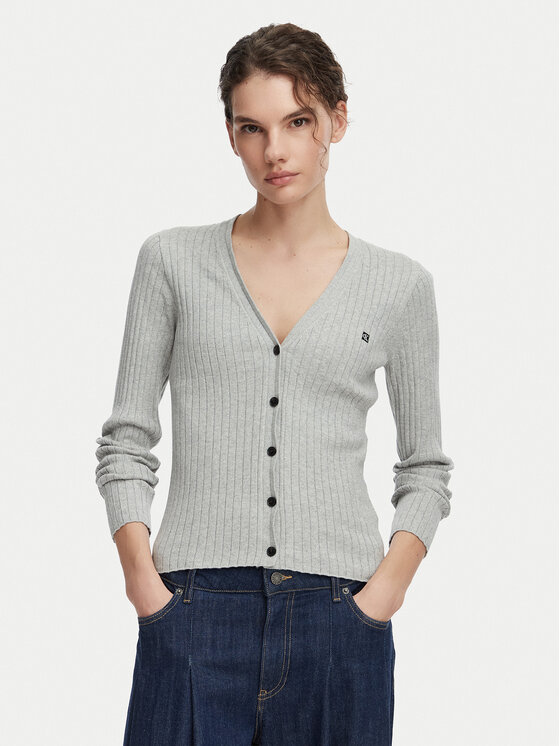 Calvin Klein Jeans Cardigan LV047G339G Gri deschis Slim Fit