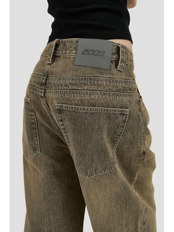2005 2005 Jeansy Baggy Fit Denim Brązowy Baggy Fit