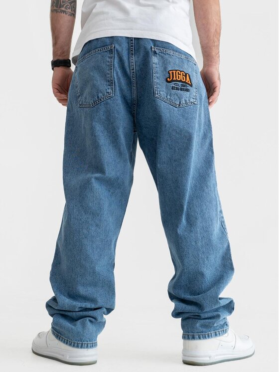 Jigga Wear Jigga Wear Jeansy Spodnie Jeansowe Baggy Męskie Niebieskie Jigga Wear Outline XL Niebieski Baggy Fit