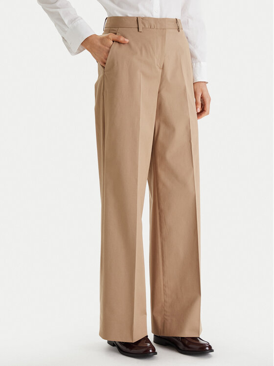 Tommy Hilfiger Tommy Hilfiger Παντελόνι υφασμάτινο WW0WW49471 Μπεζ Wide Leg