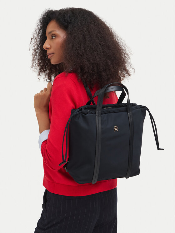 Tommy Hilfiger Mugursoma Th Soft Nylon Tote/Backpack AW0AW19029 Tumši zils