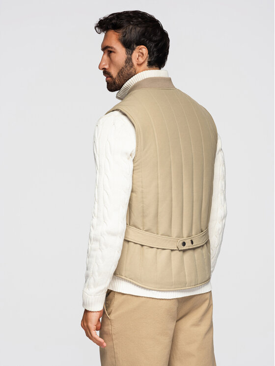 Ombre Ombre Kamizelka OM-JAVJ-0323 Beżowy Regular Fit