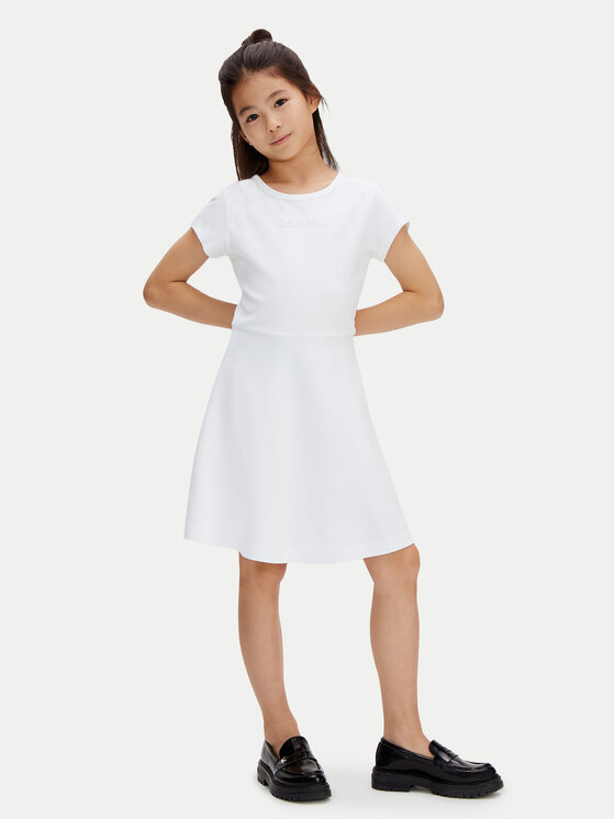 Calvin Klein Calvin Klein Každodenní šaty Skater LVCKSJH02G Bílá Regular Fit