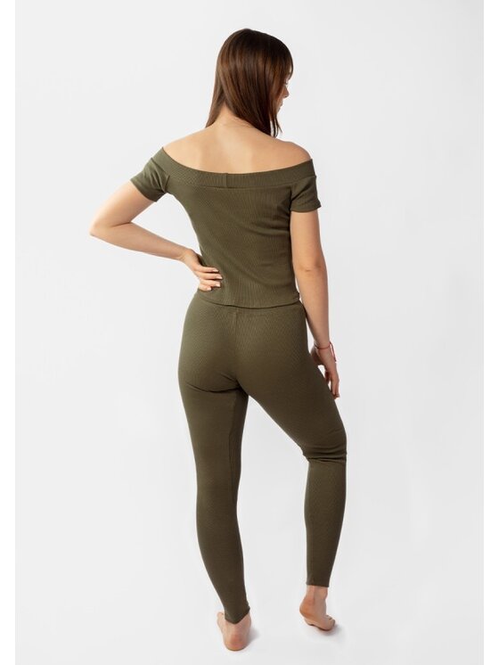 DKaren Sport DKaren Sport Komplet bluzka i spodnie Bayo Khaki Slim Fit