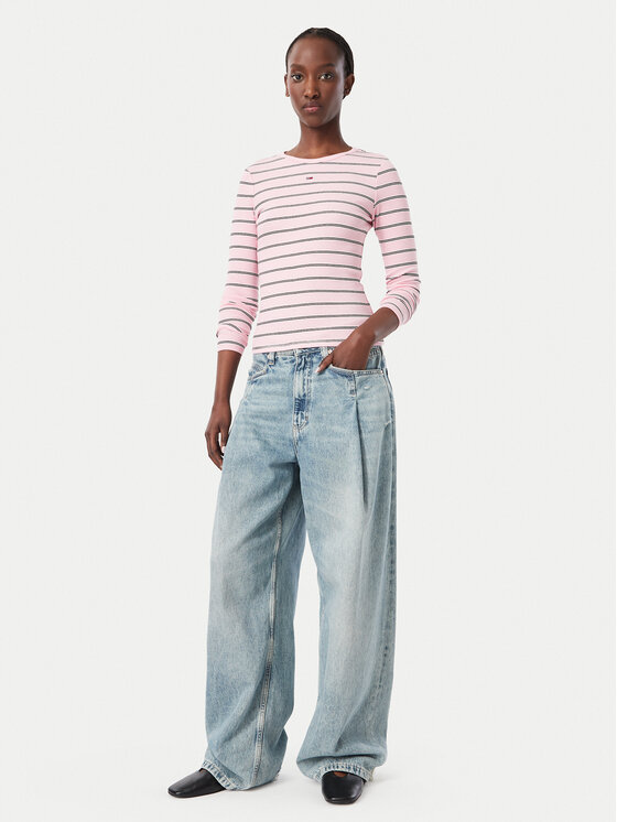 Tommy Jeans Tommy Jeans Bluzka Essential DW0DW17387 Różowy jasny Slim Fit