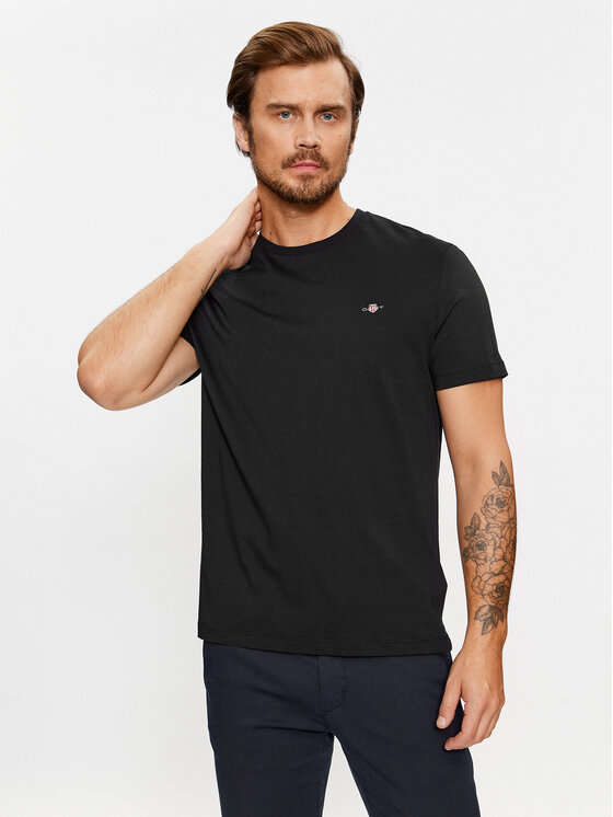 Gant T-krekls Shield 2003184 Melns Regular Fit