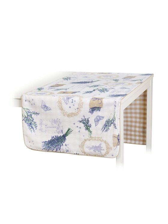 Roseberry Home Roseberry Home Bieżnik dwustronny Lavender & Beige Gingham Niebieski
