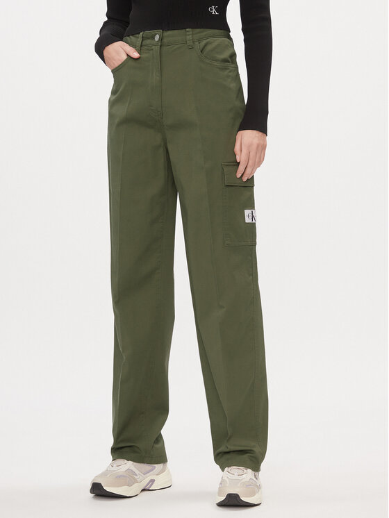 Calvin Klein Jeans Calvin Klein Jeans Pantaloni din material J20J221297 Verde Straight Fit