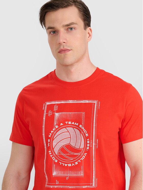 4F 4F T-Shirt 4FRAW25TTSHM3236-62S Κόκκινο Regular Fit