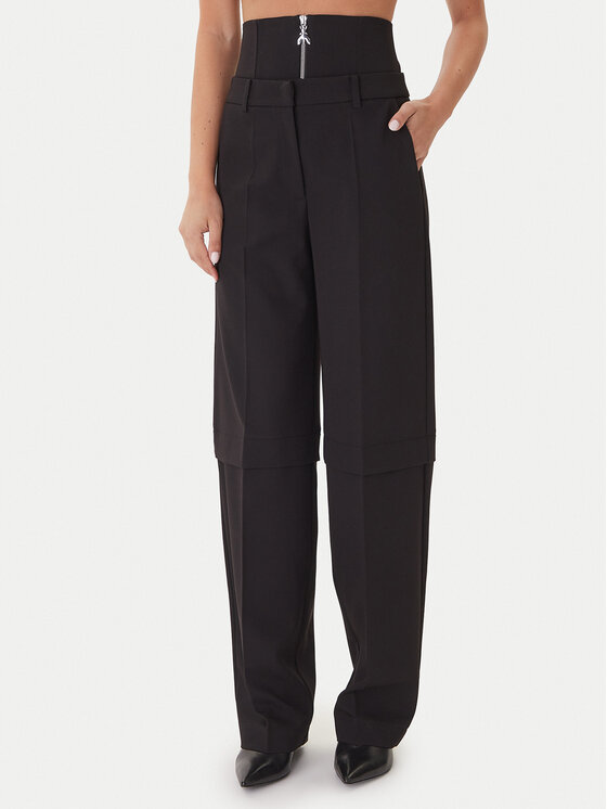 Patrizia Pepe Patrizia Pepe Auduma bikses 2P1706 A498 Melns Regular Fit