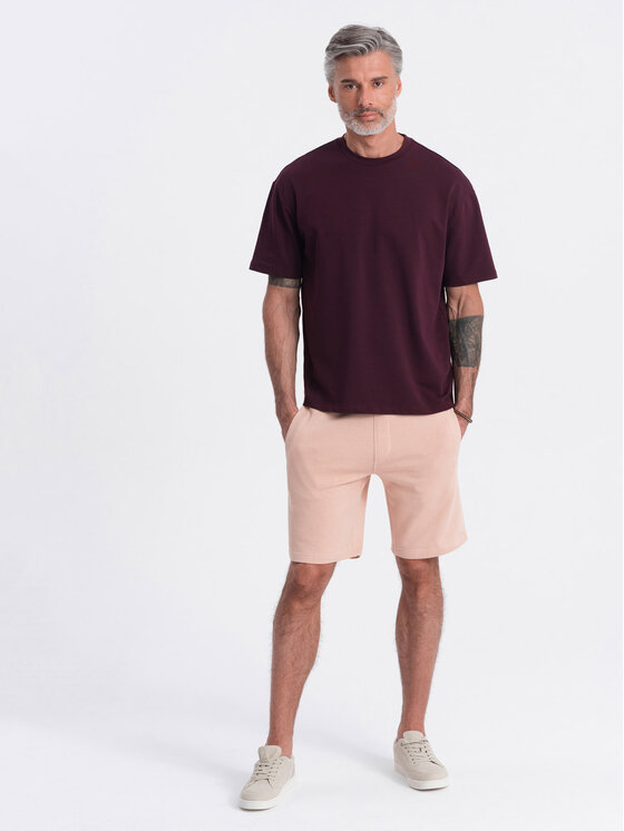 Ombre Ombre Šortky z materiálu OM-SRBS-0139 Růžová Regular Fit