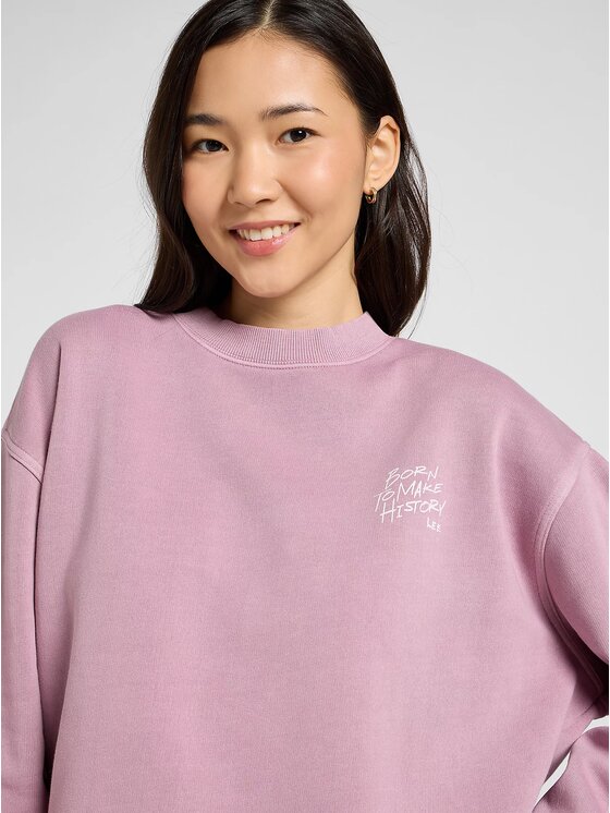Lee Lee Bluza GRAPHIC CREW SWS Różowy Relaxed Fit