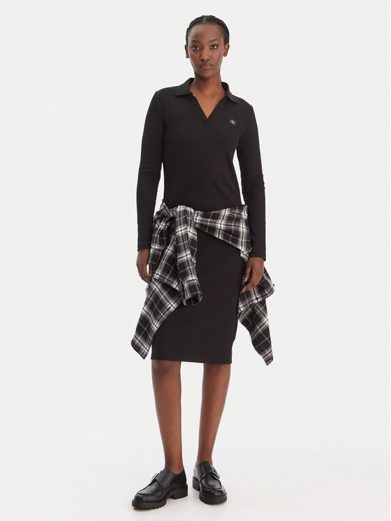 Calvin Klein Jeans Calvin Klein Jeans Trikotažinė suknelė LV047E202G Juoda Slim Fit