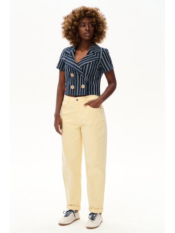 blue shadow blue shadow Spodnie materiałowe 8058-10 Żółty Regular Fit