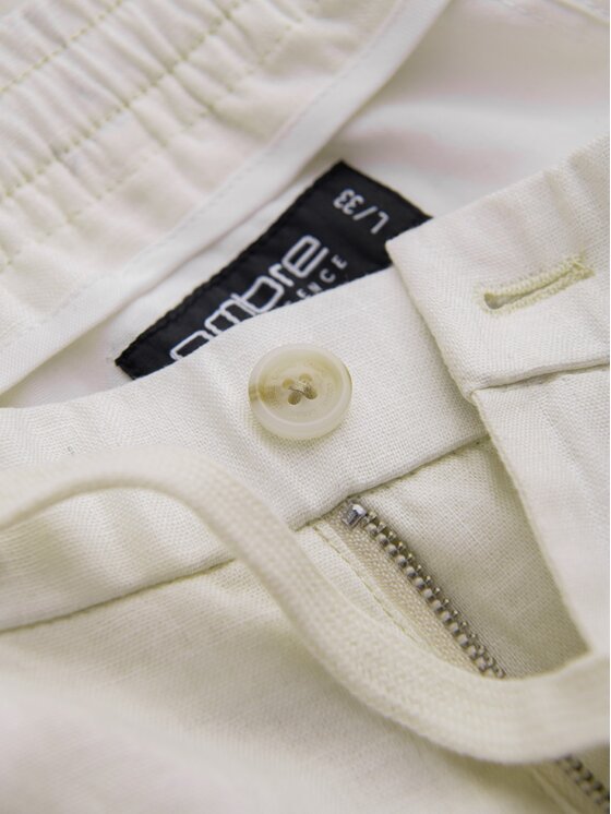 Ombre Ombre Spodnie materiałowe OM-PACP-0198 Écru Chino Fit