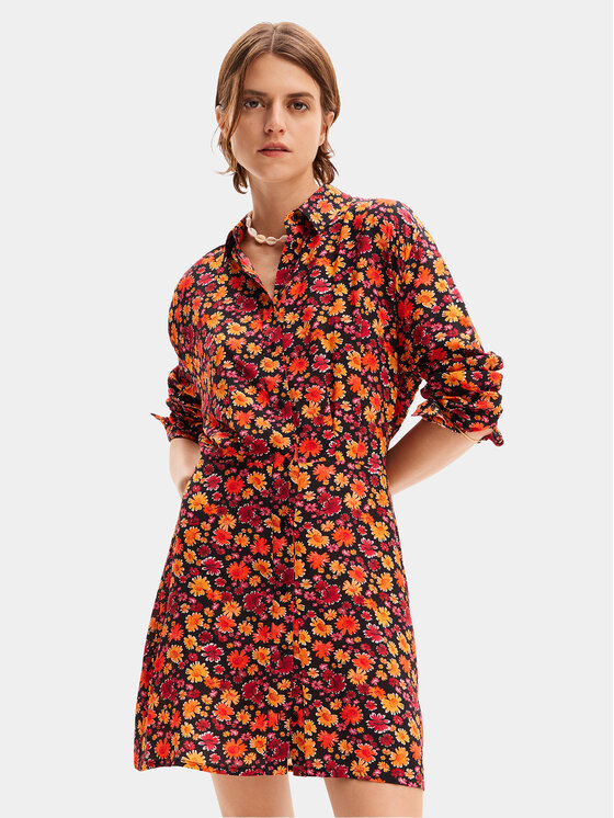 Desigual Rochie tip cămașă Yesh 24SWVW29 Portocaliu Regular Fit