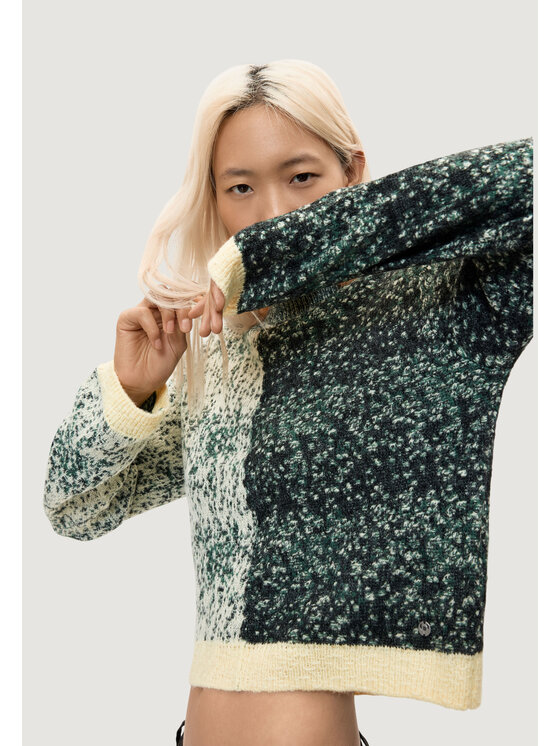 Desigual Desigual Πουλόβερ JERS_EARTH Πράσινο Casual Fit