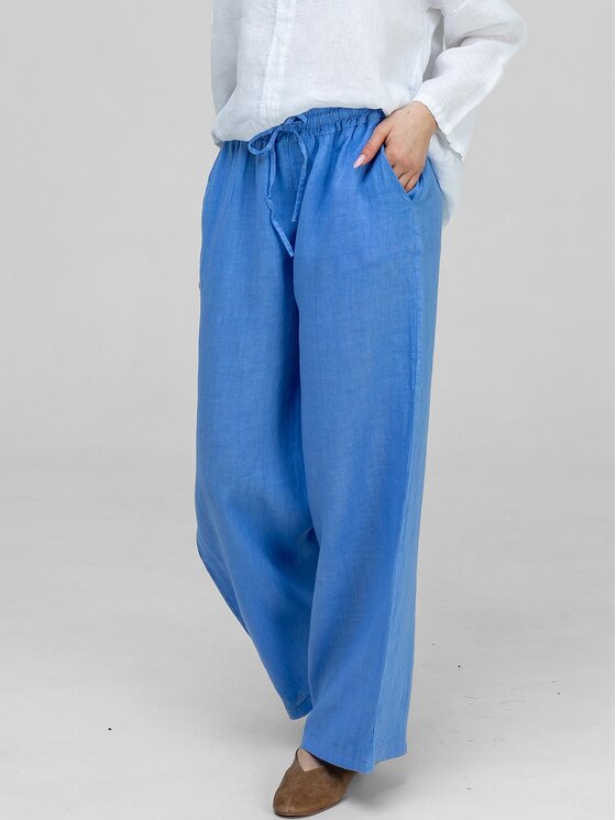Perso Perso Spodnie materiałowe PTE267299F Niebieski Wide Leg