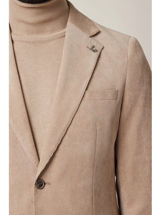 Lancerto Lancerto Marynarka Venzone MA131225000004 Beżowy Slim Fit