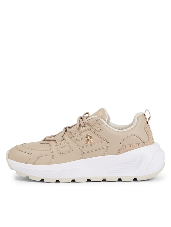 Tommy Hilfiger Tommy Hilfiger Snīkeri Th Premium Runner Lthr FW0FW07340 Bēšs
