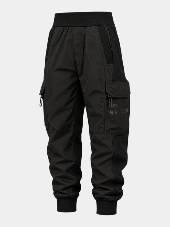 MADE BY SOCIETY MADE BY SOCIETY Spodnie materiałowe CARGO - P37573 Czarny Basic Fit