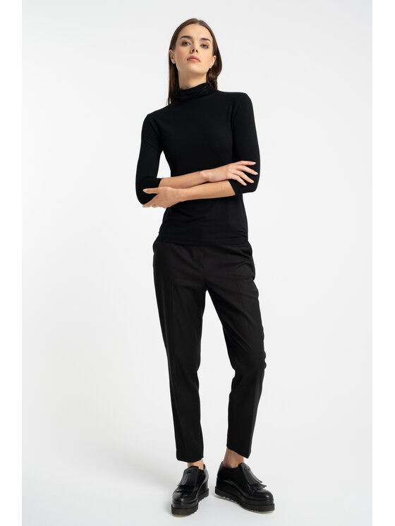 CLICK CLICK Kalhoty z materiálu 30-443 Černá Slim Fit