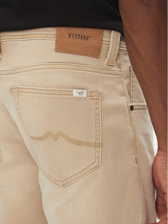 Mustang Mustang Szorty jeansowe Chicago Z 1016351 Beżowy Slim Fit