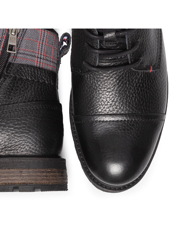 tommy hilfiger winter leather textile mix boot