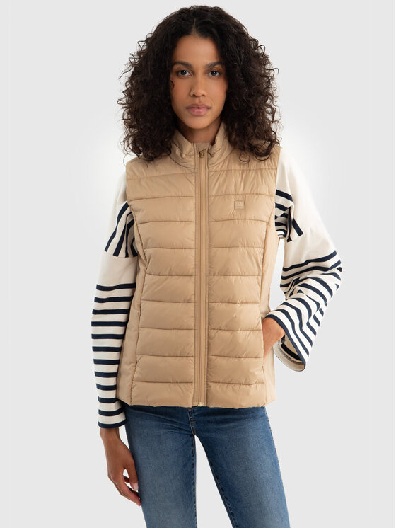 BIG STAR BIG STAR Bezrękawnik TRINOE_801_130 Beżowy Basic Fit