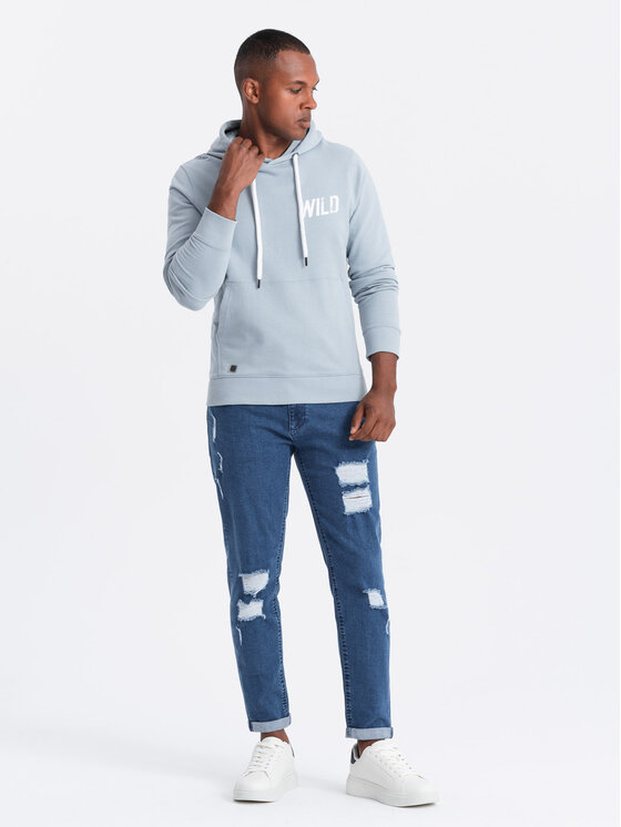 Ombre Ombre Jeansy OM-PADP-0163 Niebieski Taper Fit