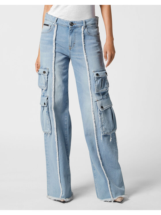 PHILIPP PLEIN PHILIPP PLEIN Jeansy 21715 Błękitny Cargo Fit