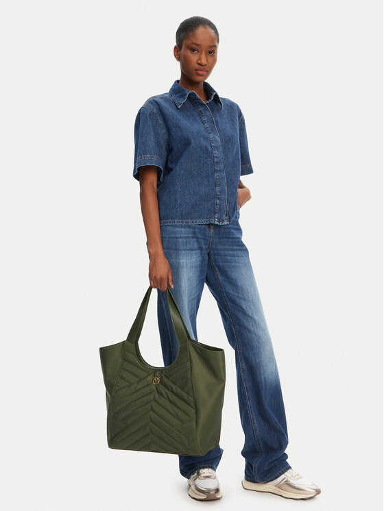 PINKO PINKO Torebka Tote Bag Puzzle 104536 A1EU Z99Q Zielony