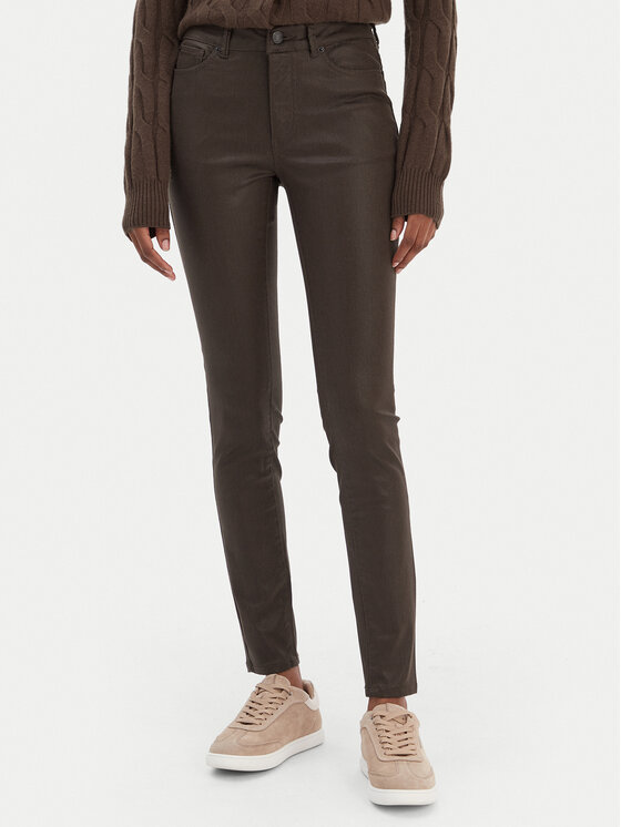 Vero Moda Vero Moda Kalhoty z imitace kůže Flash 10314591 Hnědá Skinny Fit