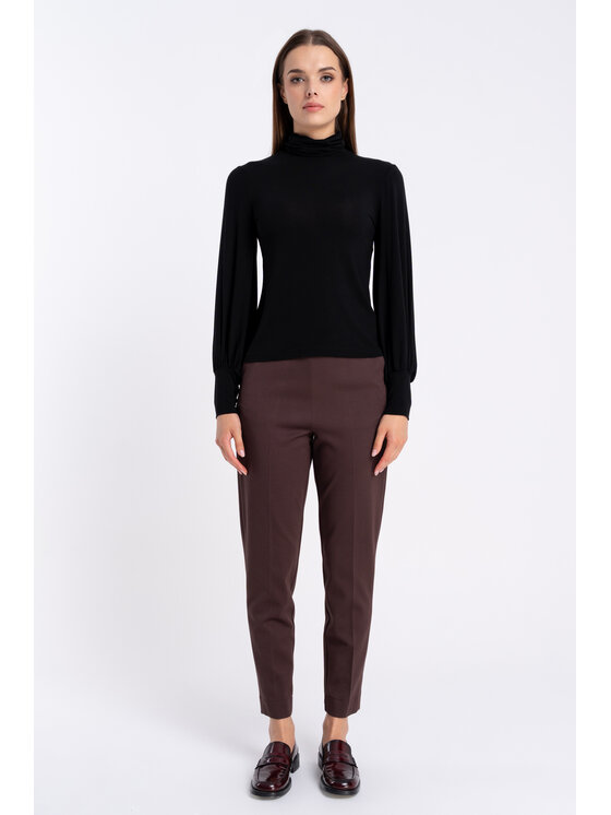 CLICK CLICK Kalhoty z materiálu 30-455 Hnědá Regular Fit