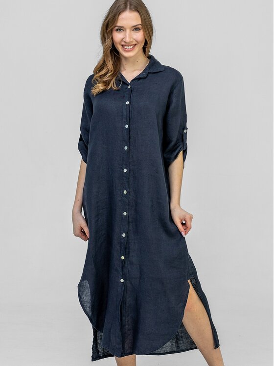 Perso Perso Sukienka koszulowa RBE261579F Granatowy Regular Fit
