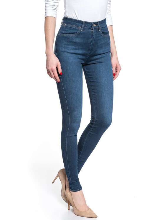 Wrangler Wrangler Jeansy SUPER HIGH SKINNY Niebieski Skinny Fit