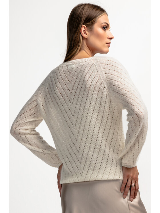 Fobya Fobya Sweter F1894 Écru Basic Fit