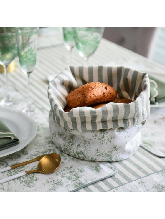 Roseberry Home Roseberry Home Podkładka na stół dwustronna Toile de Jouy Green & Stripes Zielony