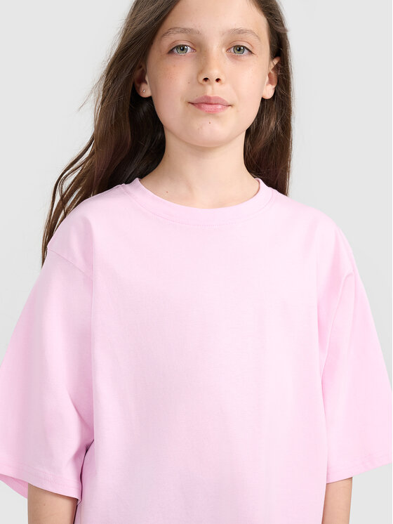 4F 4F T-Shirt BASIC+ Różowy jasny Oversize