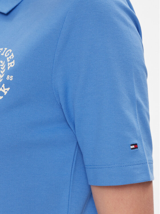 Tommy Hilfiger Tommy Hilfiger Polo Reg Crest Emb Polo Ss WW0WW41061 Niebieski Regular Fit